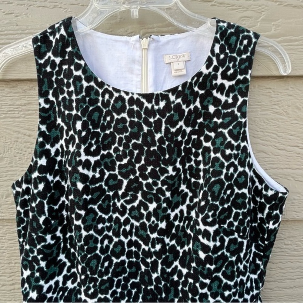 J. Crew Black Green Leopard Cheetah Animal Print Sheath Dress‎ 2 Excellent - Picture 5 of 12